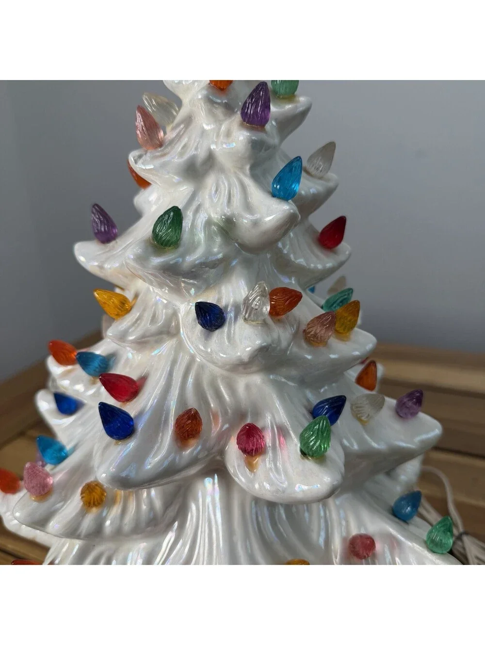 VTG White Iridescent Ceramic Christmas Tree 13